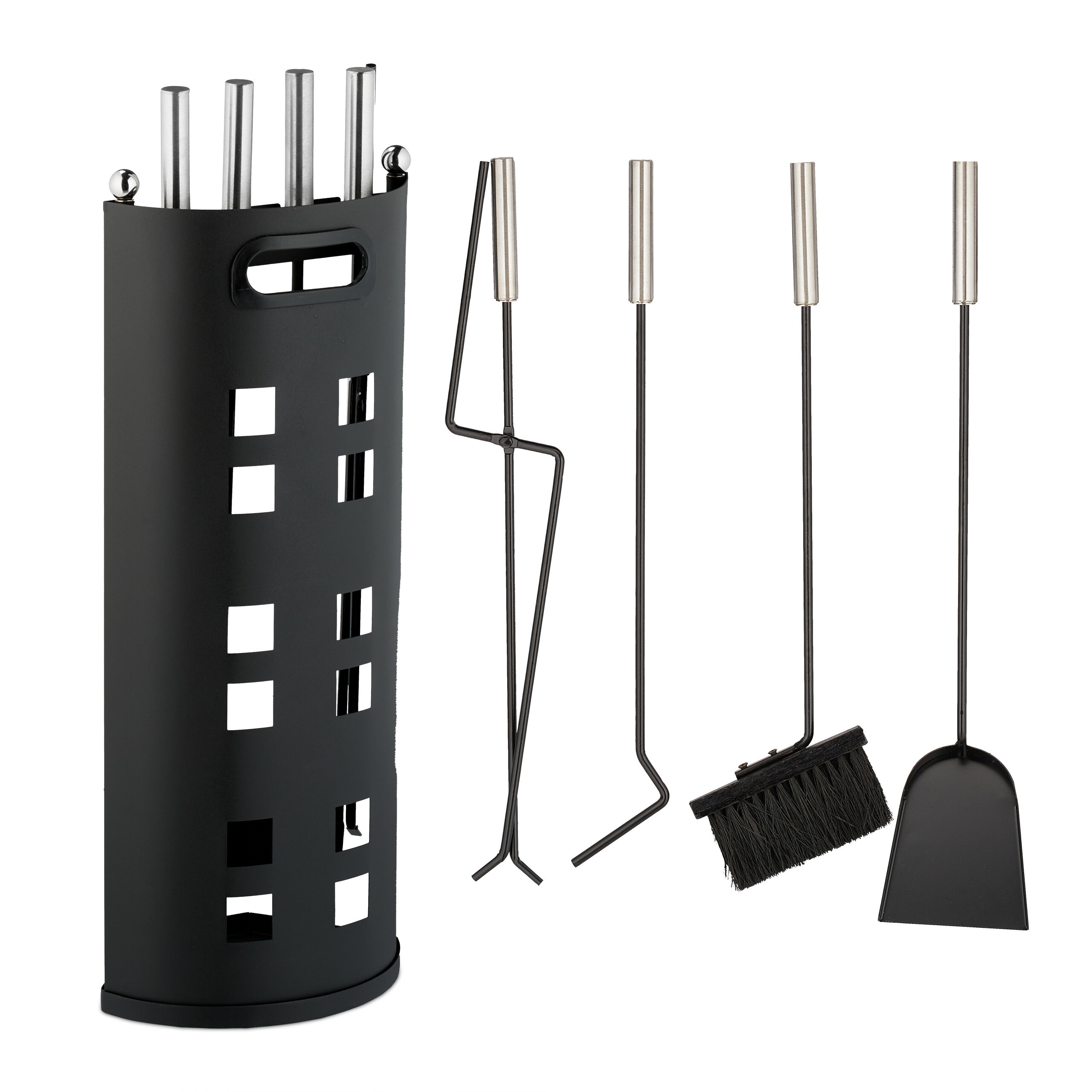 TEMU 5-piece Fireplace Tool Set In Black