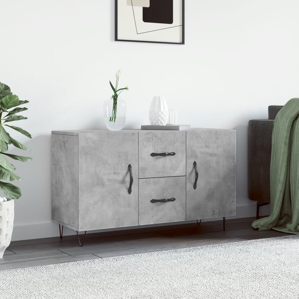Vidaxl Sideboard, Storage Cabinet With Space, Sideboard For Living Room, Metal Legs, Modern Concrete Gray Wood Composite