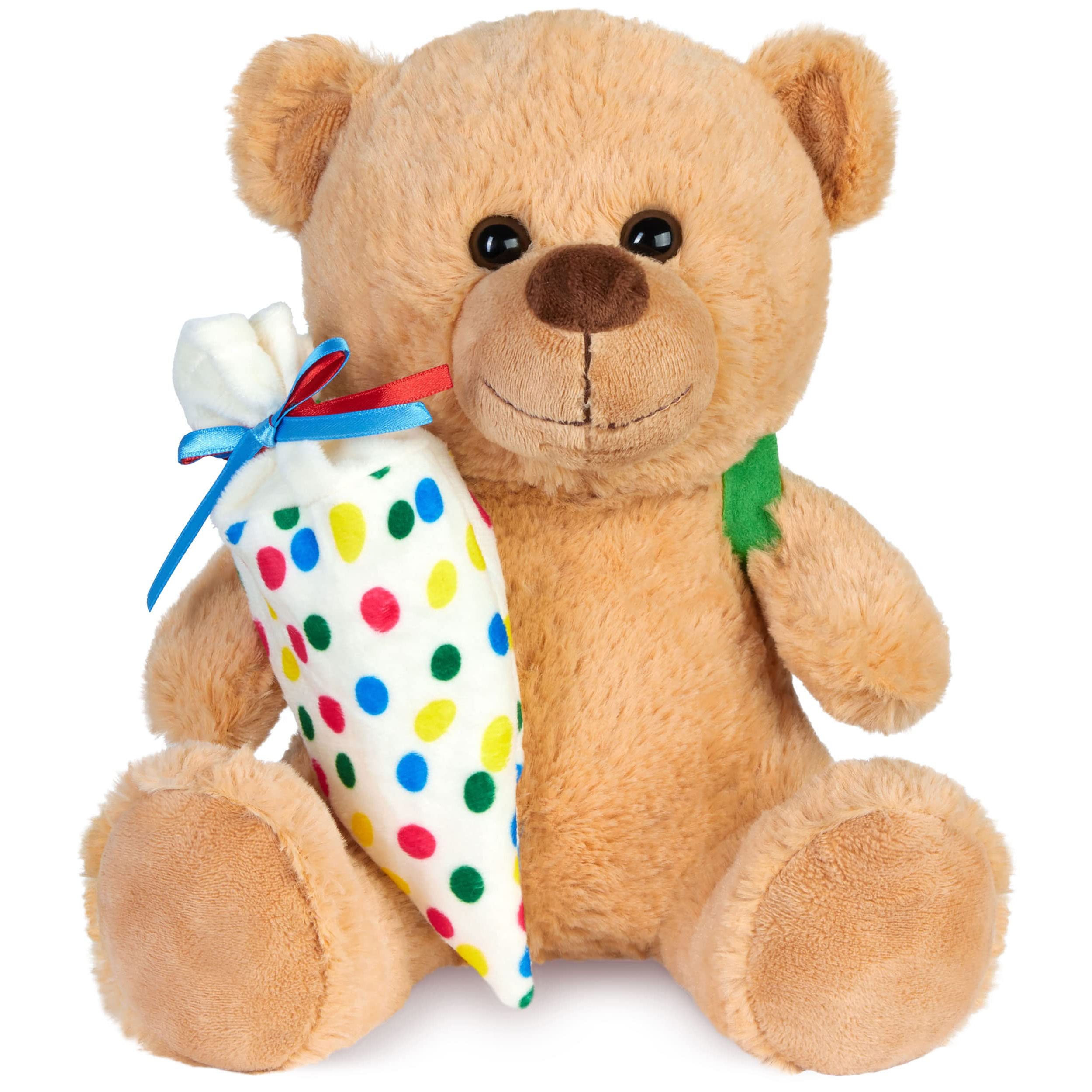 Brubaker Teddy Plush Bear With School Bag And School Cap For Filling, Colorful