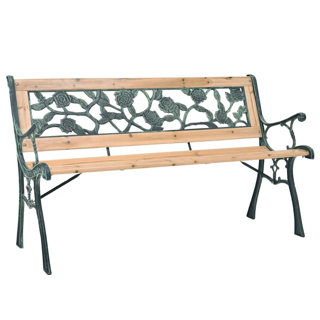Wooden Garden Bench Wrought Iron 122cm Seating Bench Park Bench Garden Furniture