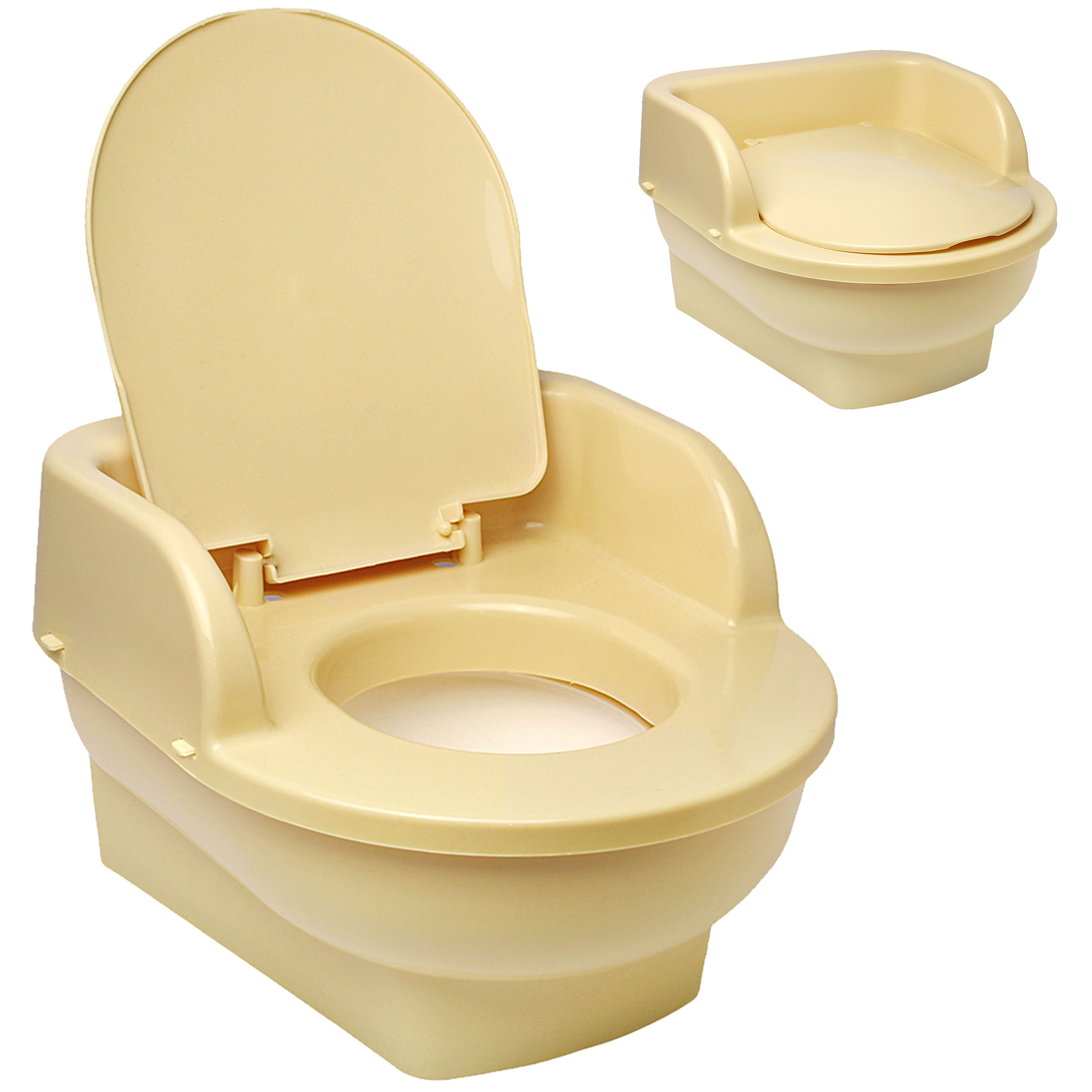 Image of Children's Toilet - Potty / Night Pot / Baby Potty - With Lid - Beige - Cream - Bieco - Large - Travel Toilet - Baby Potty / Child Potty / Training Potty -