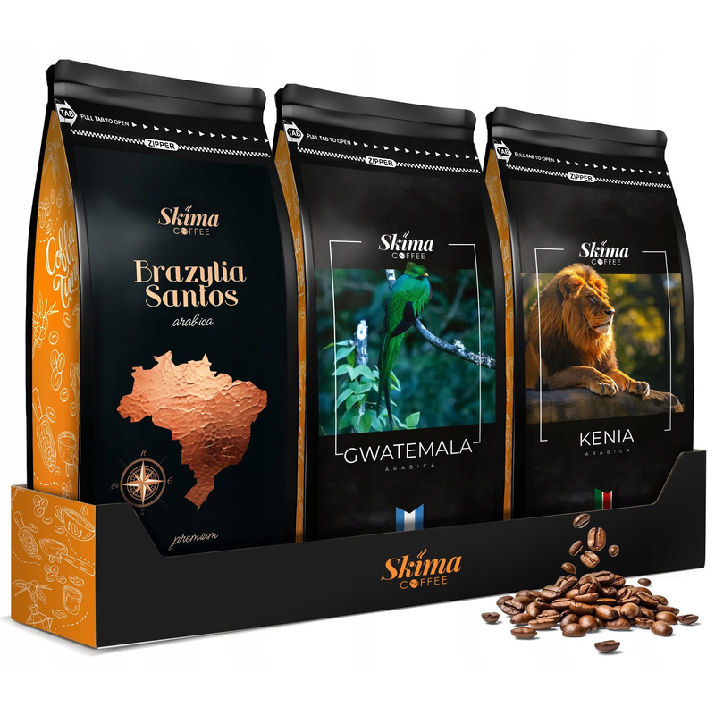 Coffee Beans 1kg X3 Kenia/guatemala/brazil Santos Arabica Fresh+free