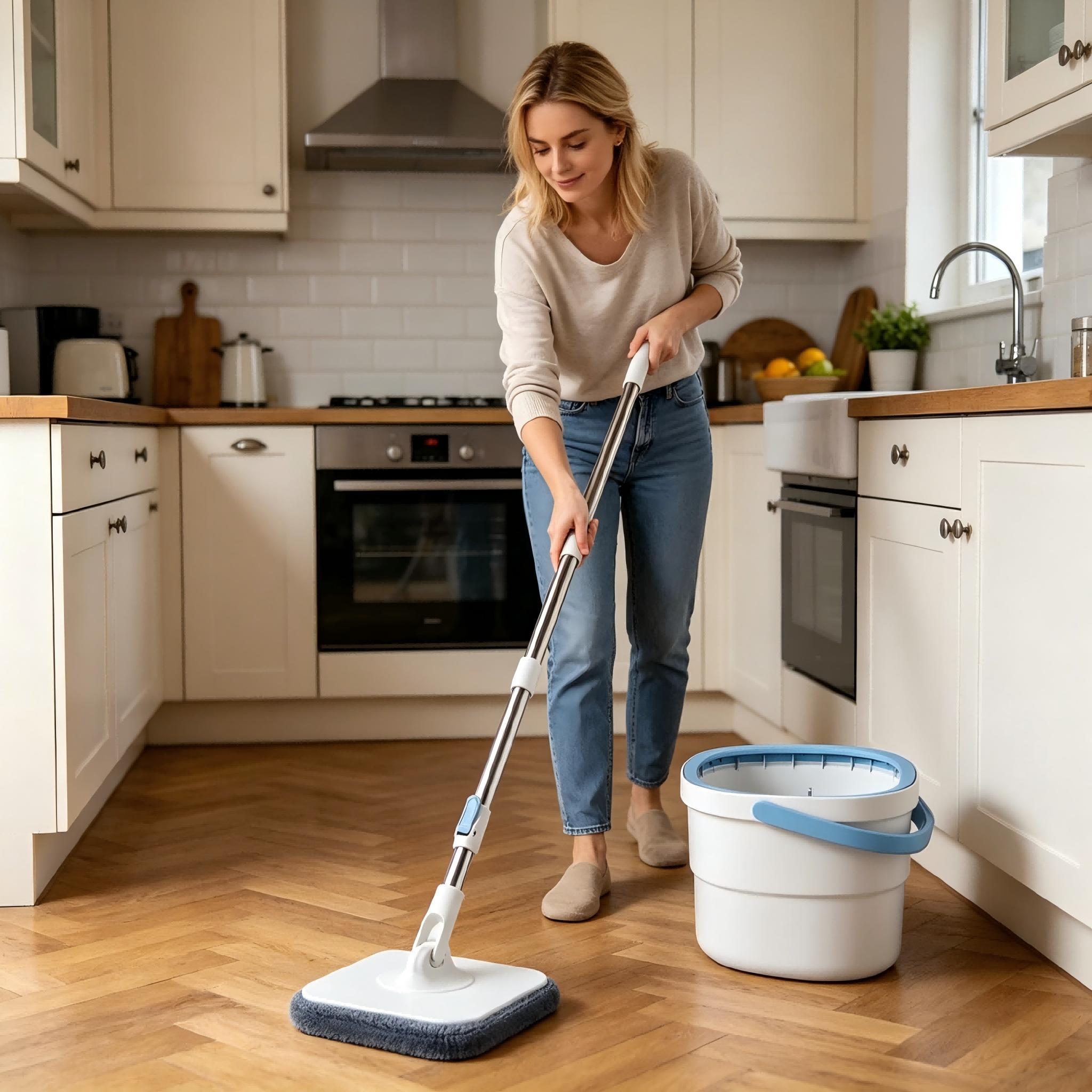 Spin Mop And Bucket Set, Microfiber Mop With 360-degree Swivel Head & Wringing, Lightweight, Easy To Clean And Reusable Pads For Hardwood, Tile, Laminate Floors, Kitchen, Bathroom, Room Cleaning