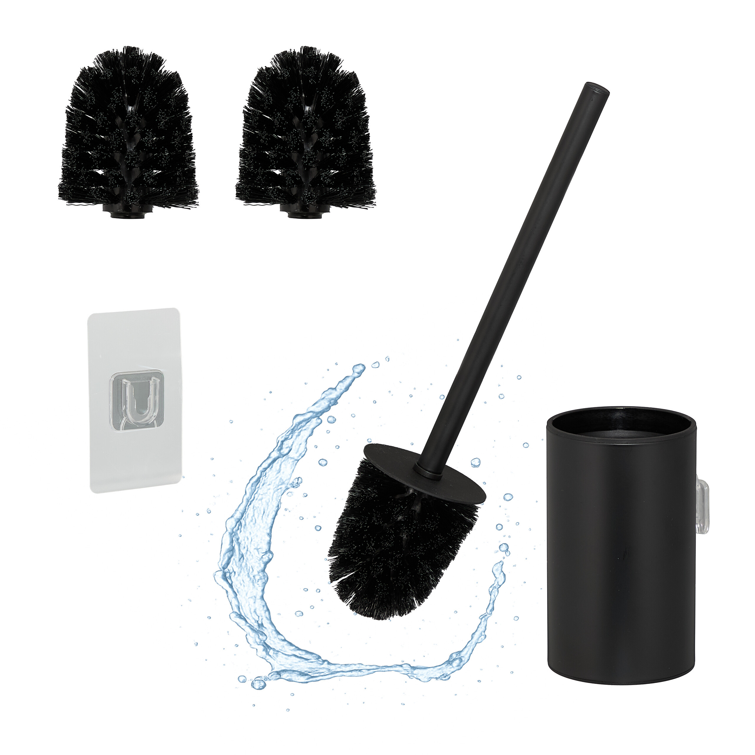 Toilet Brush In Black - (w)9 X (h)40.5 X (d)10 Cm