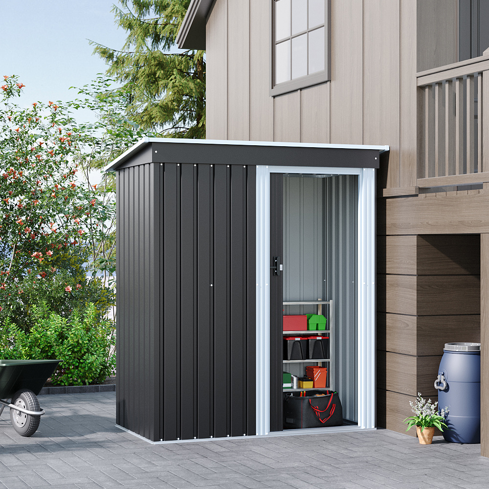 TEMU Outdoor Metal Movable Storage Shed | Garden Storage Shed | Carport-lockable Door, Outdoor Recycling Bin For Storing Firewood | Garbage Bin |