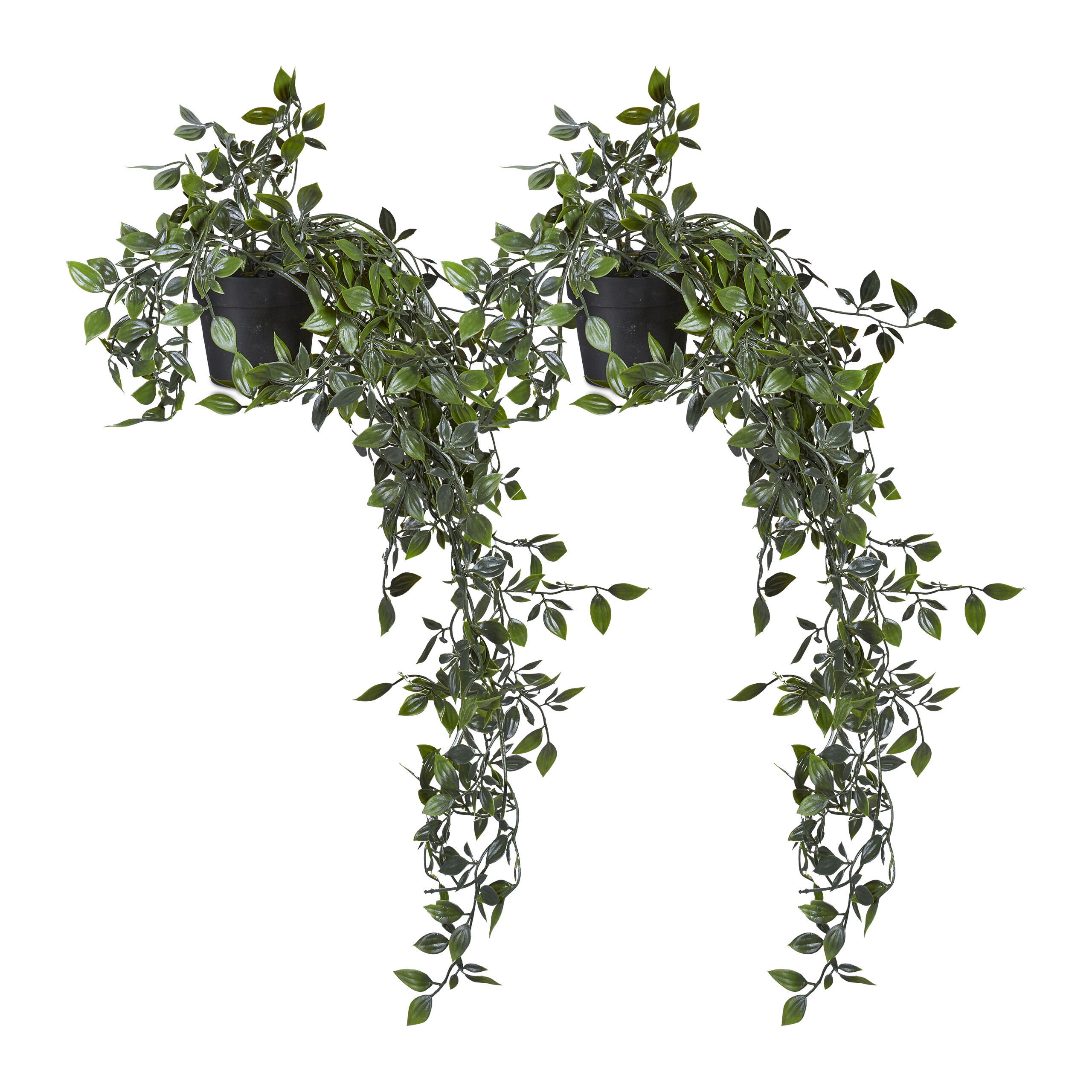 2 X Artistic Hanging Plant "ivy Tub" /black - (h)60 X Ø20 Cm