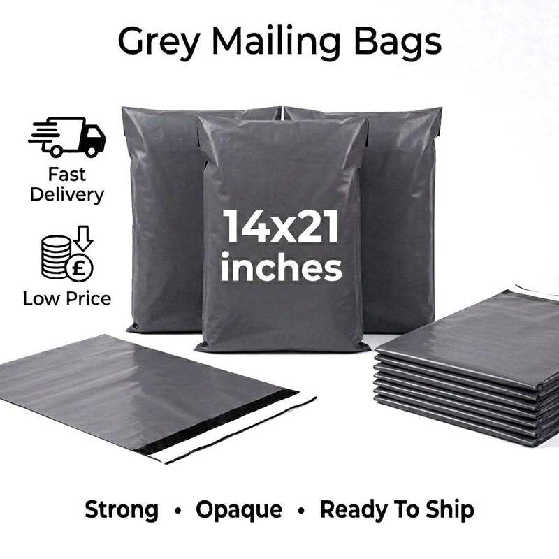 TEMU 50 Pack Extra Large Grey Mailing Bags 14x21 Inch 35x53 Cm, Heavy Duty Poly Mailers Plastic Postage Bags , Waterproof Opaque Parcel Envelopes For