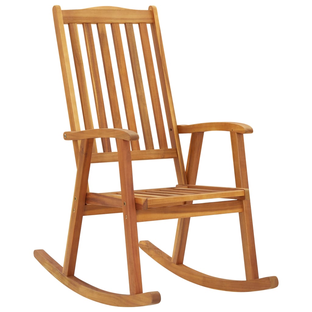 Image of Solid Acacia Wood Rocking Chair, Swivel Chair, Relaxing Chair, Recliner, Rocking Chair, Garden Chair For Indoor And Outdoor Use