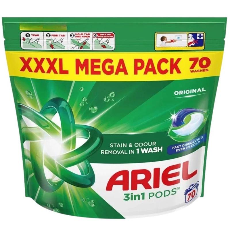   3 in 1 pods xxxl   70 wash laundry capsules deep clean stain odour  