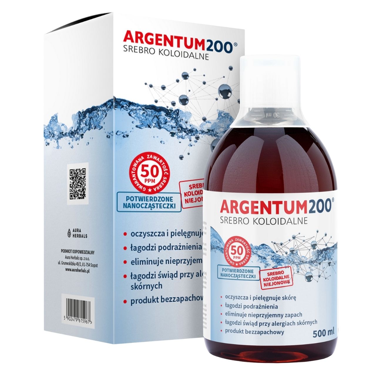 Image of Aura Herbals Argentum200 Silvery 50 Ppm, Tonic - 500 Ml