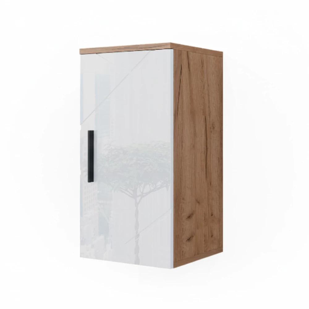 Image of Irma Bathroom Cabinet, White High Gloss/, 30 X 59 Cm, With Shelf, Hanging Bathroom Cabinet, Bathroom Furniture, Bathroom Hanging Cabinet, Particle Board, 16 Mm