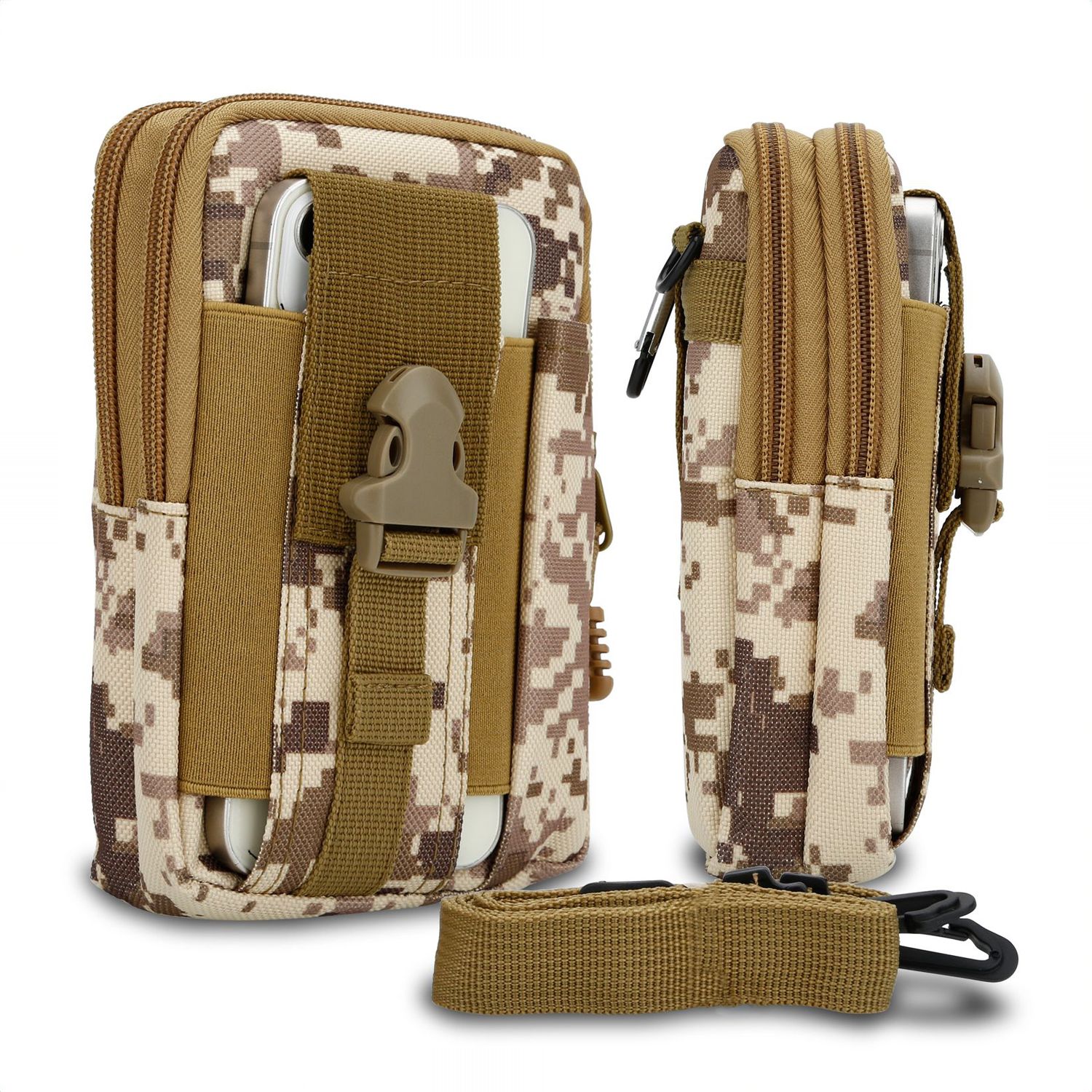 Image of Tactical Phone Pouch Molle-edc Case Compatible With Galaxy S25 Edge, Protective Cover With Shoulder Strap - Phone Holder, Pouch, Belt Bag, Max. 6.7 Inch Hip Bag
