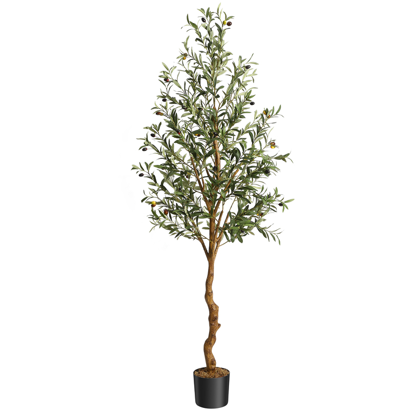 TEMU Garvee 1,83 m (6FT) künstlicher Olivenbaum, hoher künstlicher Olivenbaum mit lebensechten Blättern, fiktiver Bodenbaum für Wohnzimmer, Büro,