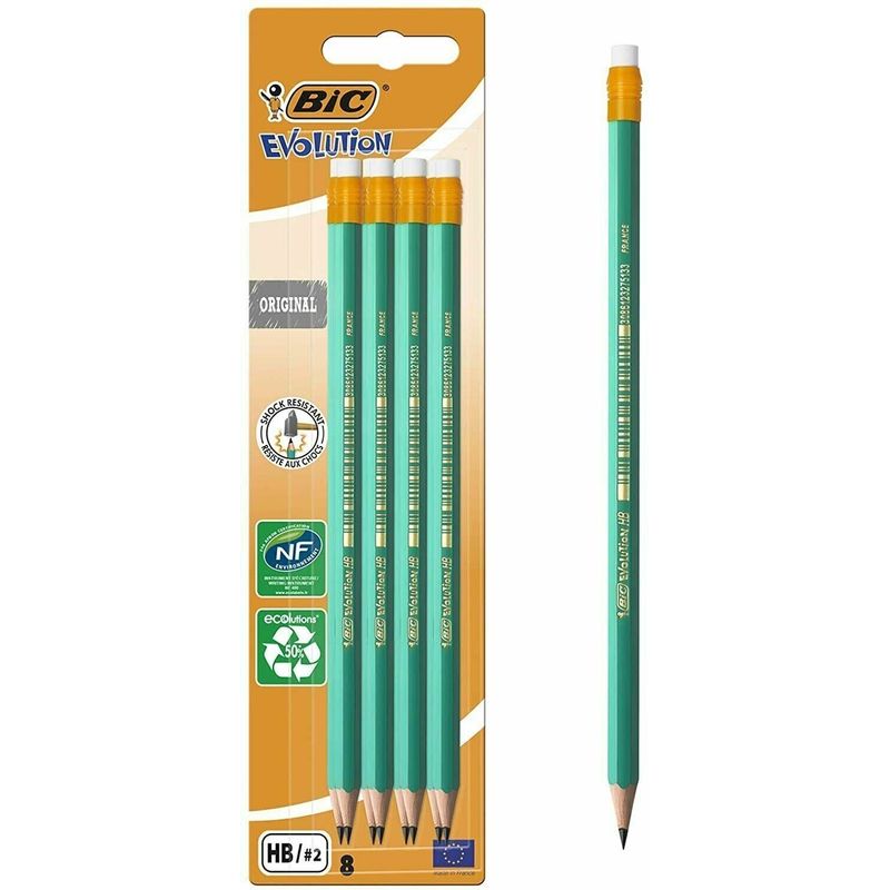 TEMU Bic Hb#2 Pencils Pack Of 8 With Eraser | Break Resistant Graphite Drawing & Writing Pencils | Hexagonal School & Artist Sketching Set