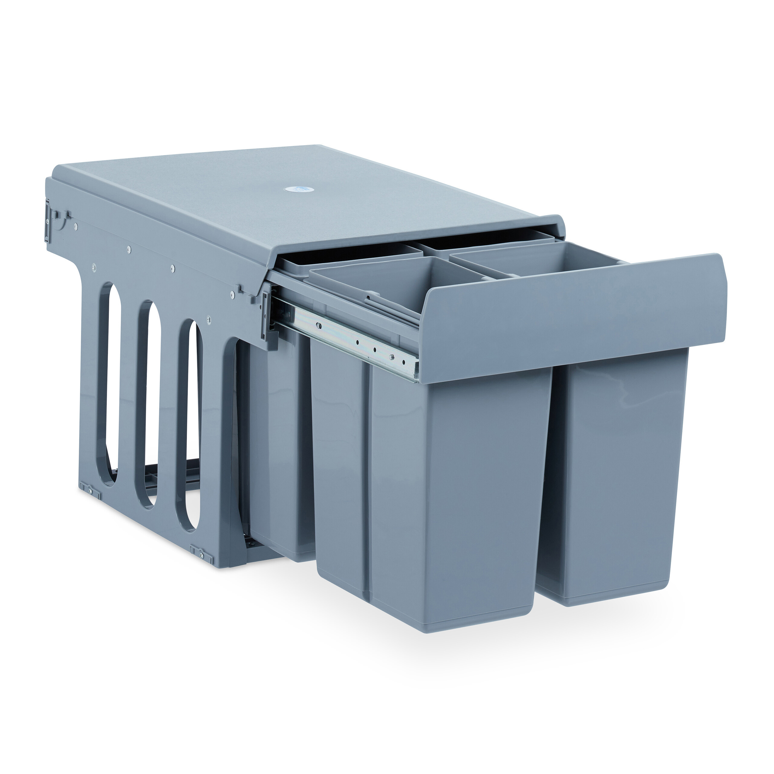 TEMU Pull-out Built-in Trash Can, 4 Containers Of 8l Each, 35.1 X 34.3 X 48 Cm, Plastic And Steel, Gray, Telescopic Slides, Removable Buckets With