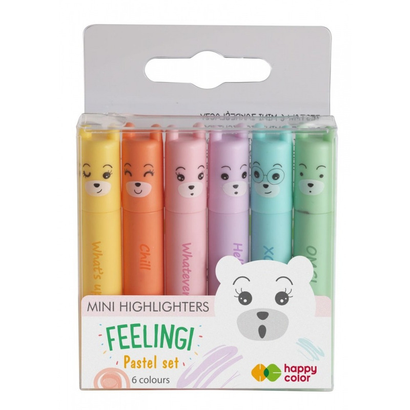 Mini Highlighters, 6-piece Set, "feelingi, " English Labels, ""
