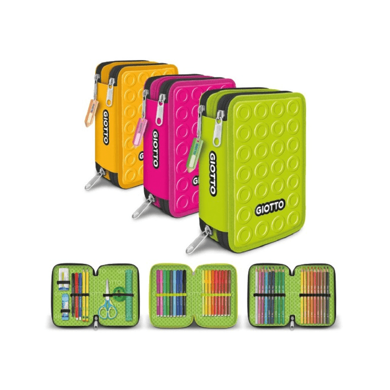 Giotto - Astuccio 3 Zip Collection Stilnovo – 3 Assorted Neon Colors