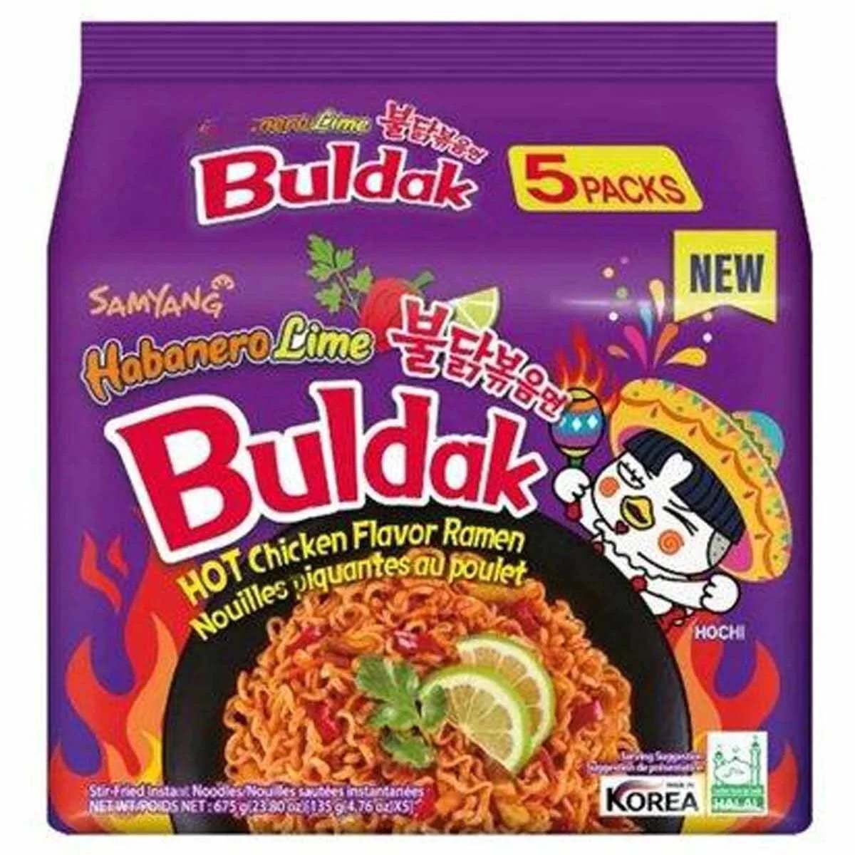 Image of Samyang Buldak Habanero Lime Violet – Spicy Instant Ramen With Lime Freshness – Spicy Korean Snack – 5-pack (5 X 135g)