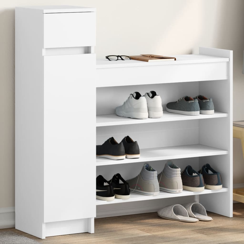 Vidaxl Shoe Cabinet White 100.5x28x100 Cm Wood Composite
