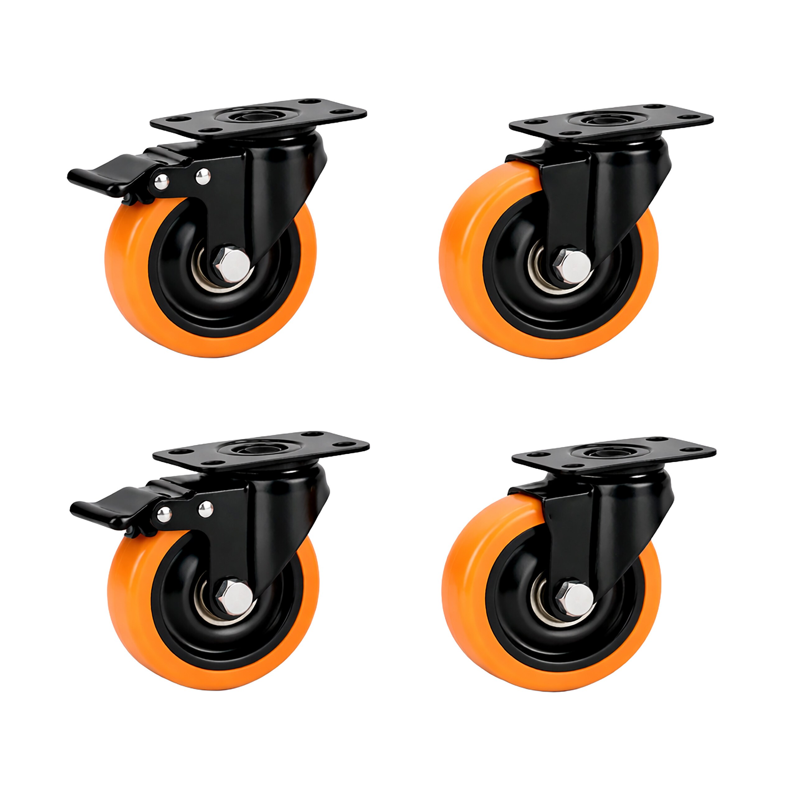 4 X Guide Rolls In Black/orange - 50 Mm