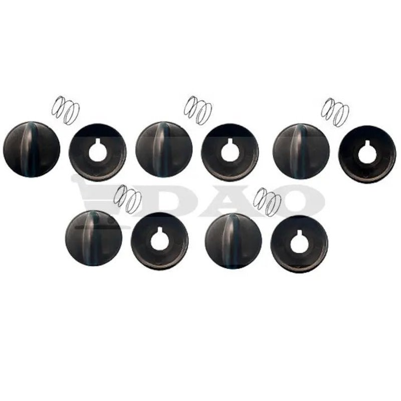TEMU Set Of 5 Zanussi-type Stove Knobs, Black, For 6mm Shaft, Plastic, With Spring And Ring