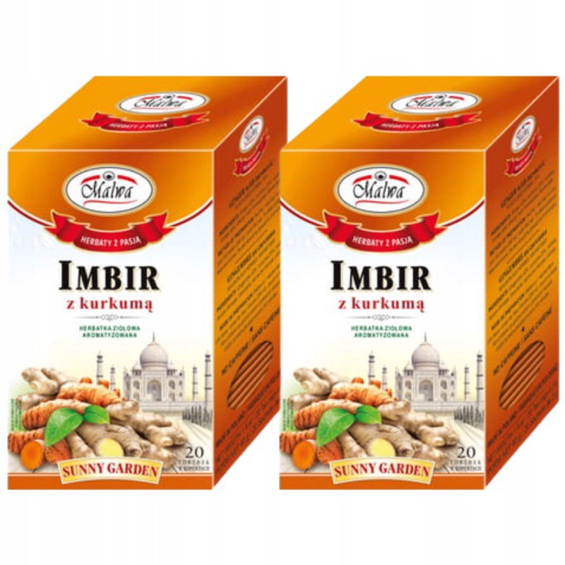 Image of Malwa Sunny Garden Turmeric Ginger Tea 40 G (20 X 2 G) X 2pcs