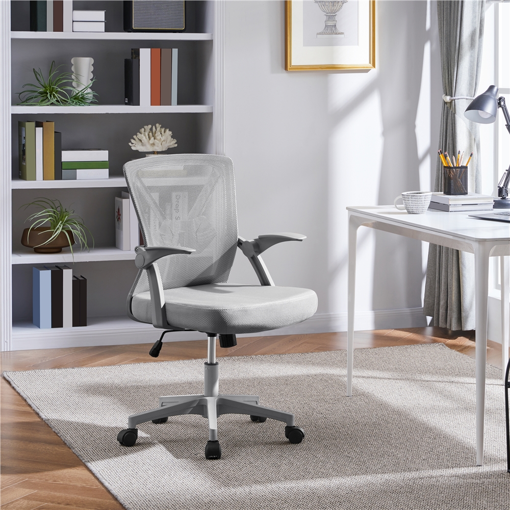 Image of Costoffs Office Chair Ergonomic Desk Chair Made Of Mesh Fabric With Foldable Armrests Height-adjustable Swivel Chair