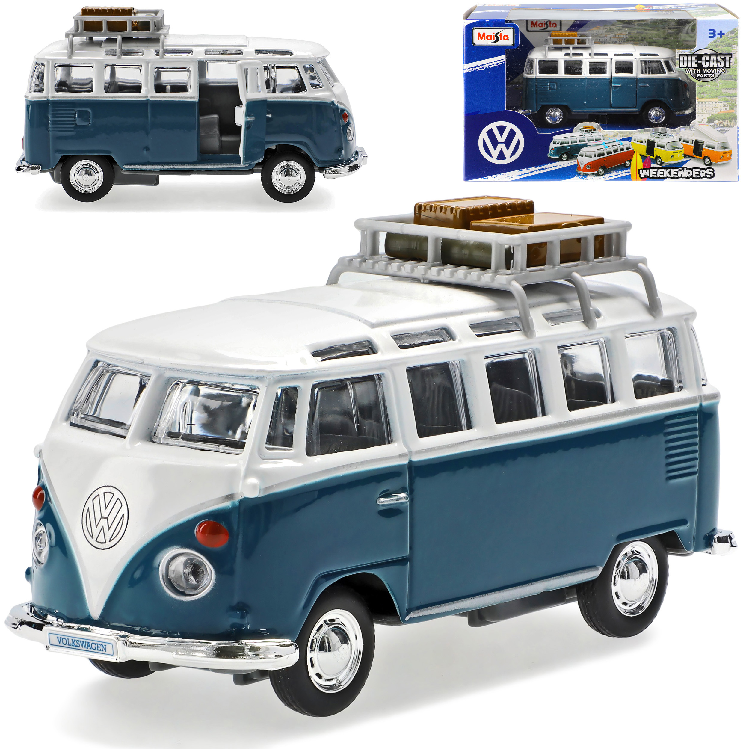 Vw White With Roof Rack Bus People Transporter 1967-1979 . 1/43 Model Car