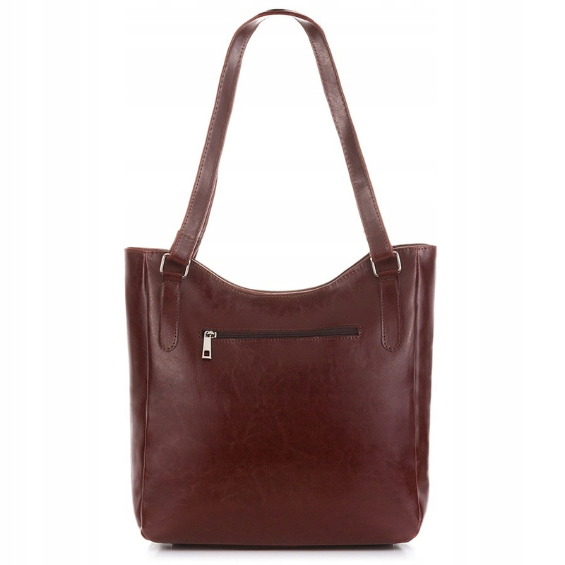 Large Elegant Women's Genuine Leather Handbag - Dark Brown, A4 Compatible, Zipper Closure, Shoulder Bag