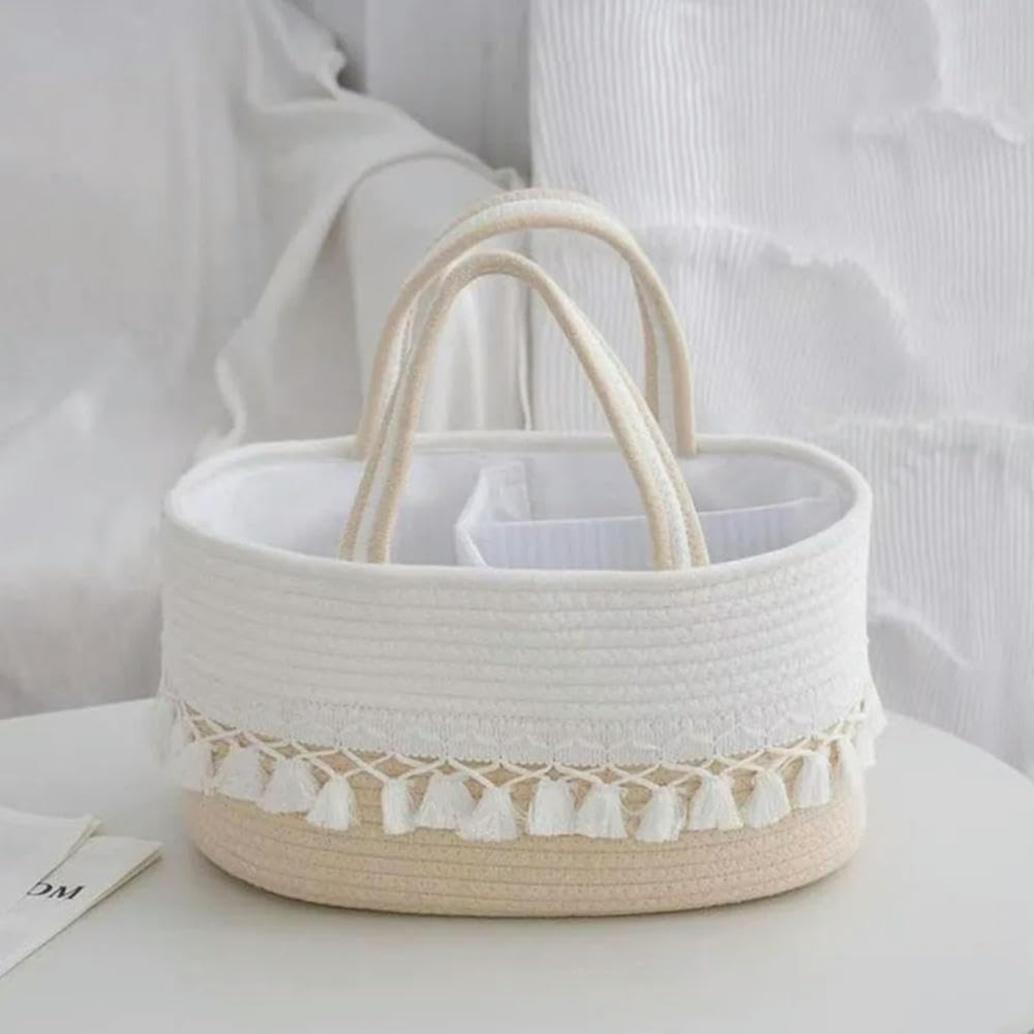 TEMU Portable Multifunctional Storage Basket | With Dividers, Handcrafted With Rope, Large Capacity For Household Use, Shelf Baskets For Organizing