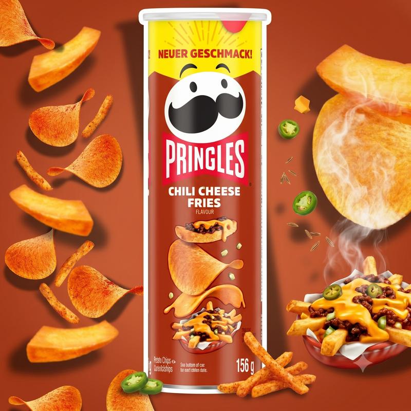Image of Pringles Chili Cheese Fries Potato Chips With Chili Cheese Flavor 156g