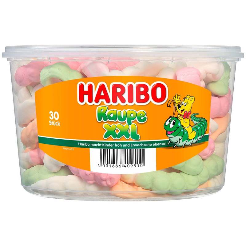 Image of Haribo Xxl Caterpillars 30 Pieces 960 G | Large Fruit Gummy Caterpillars | Colorful Xxl Format Candies | Bulk Candy Pack For Parties, Stocking Up, And Snacking