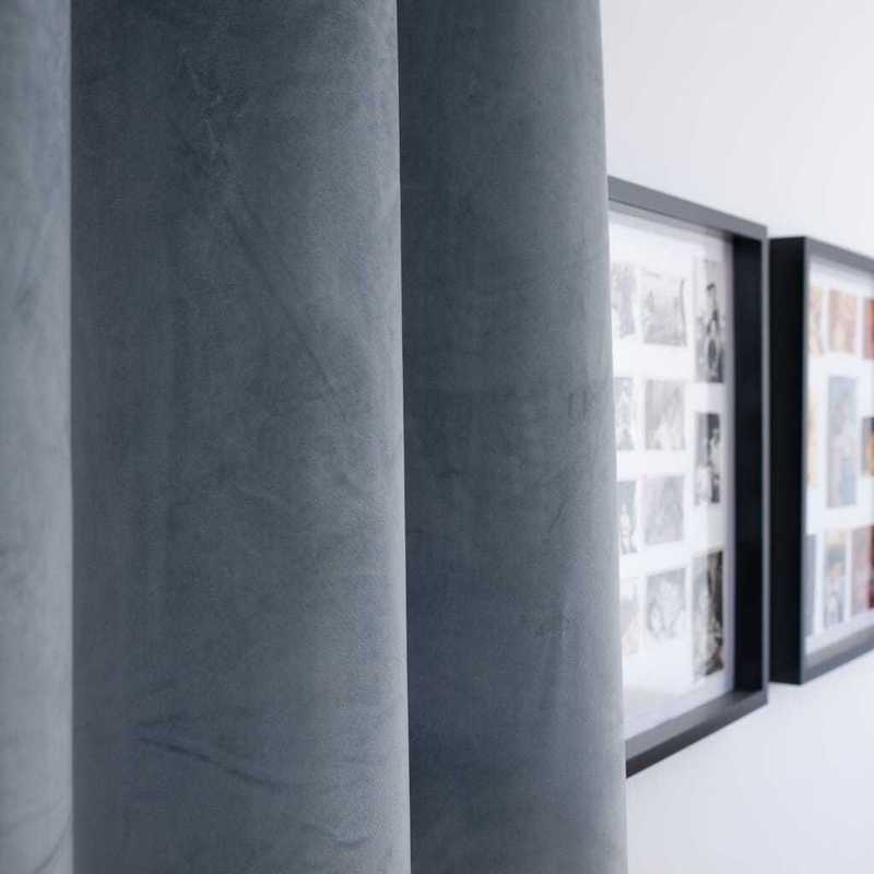 Velvet Curtain On Tape 140x250 Light Grey Blackout