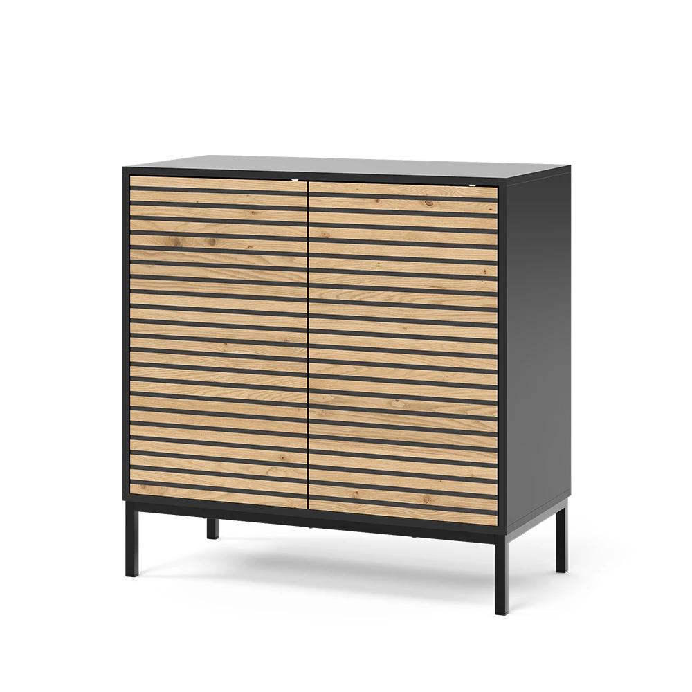 Dresser In Gold Oak/, 80 X 81.2 Cm, With 2 Doors, Sideboard Cabinet With Shelves, Mdf Storage Unit