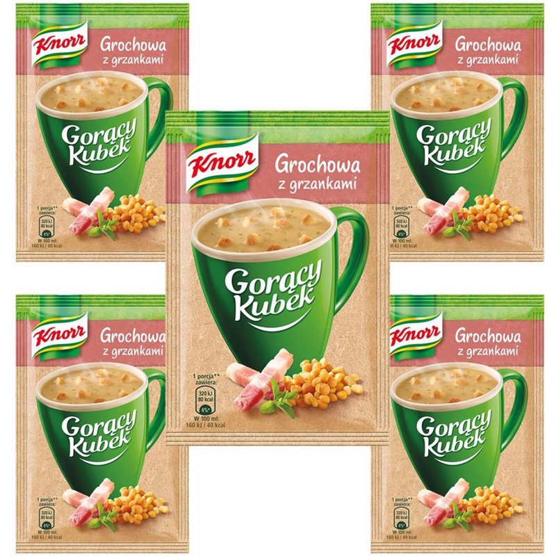Knorr Spicy Pea Cup With Croutons 21g X 5pcs: retailer-supplied image