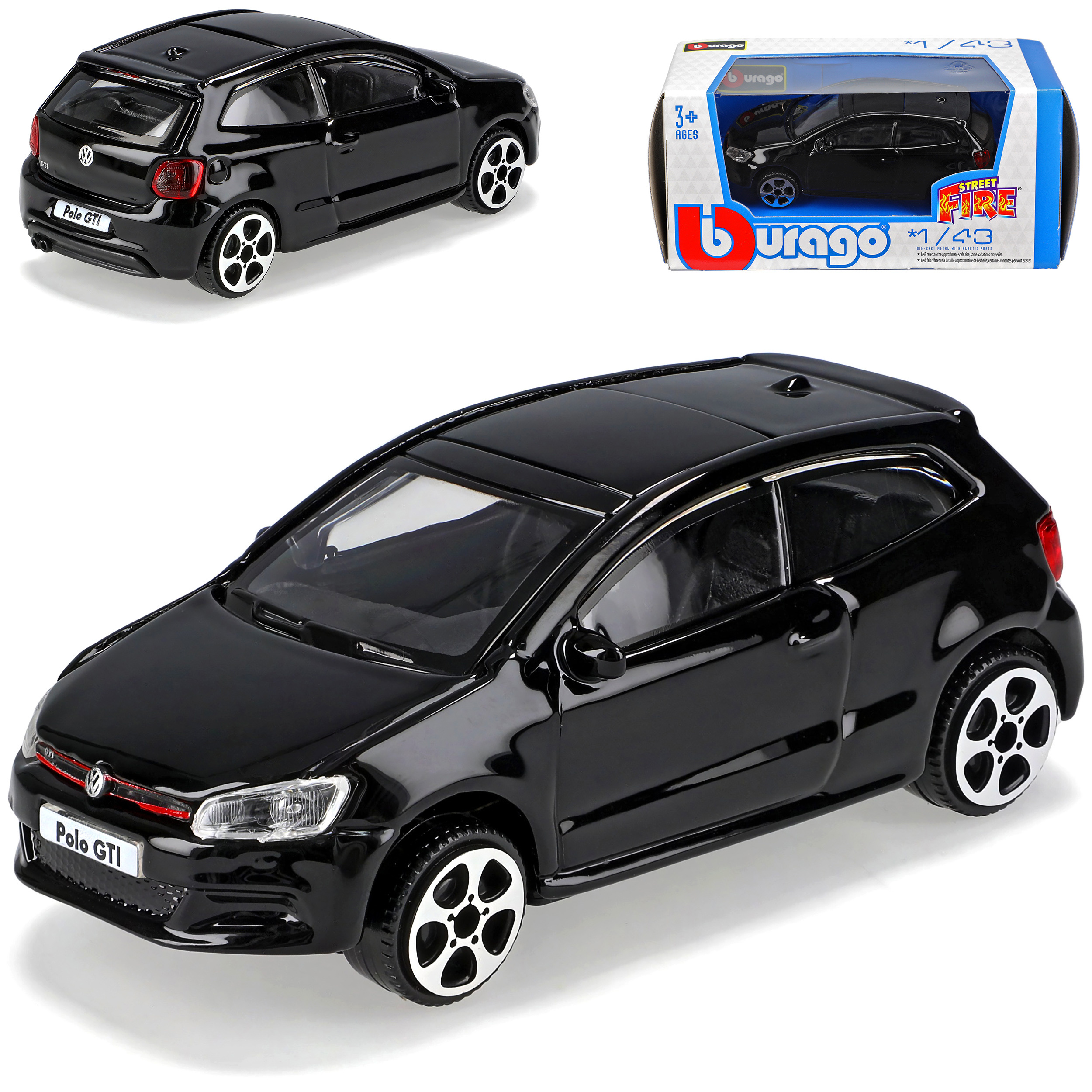 Vw V Type 6r 3-door Black 2009-2017 1/43 Bburago Model Car