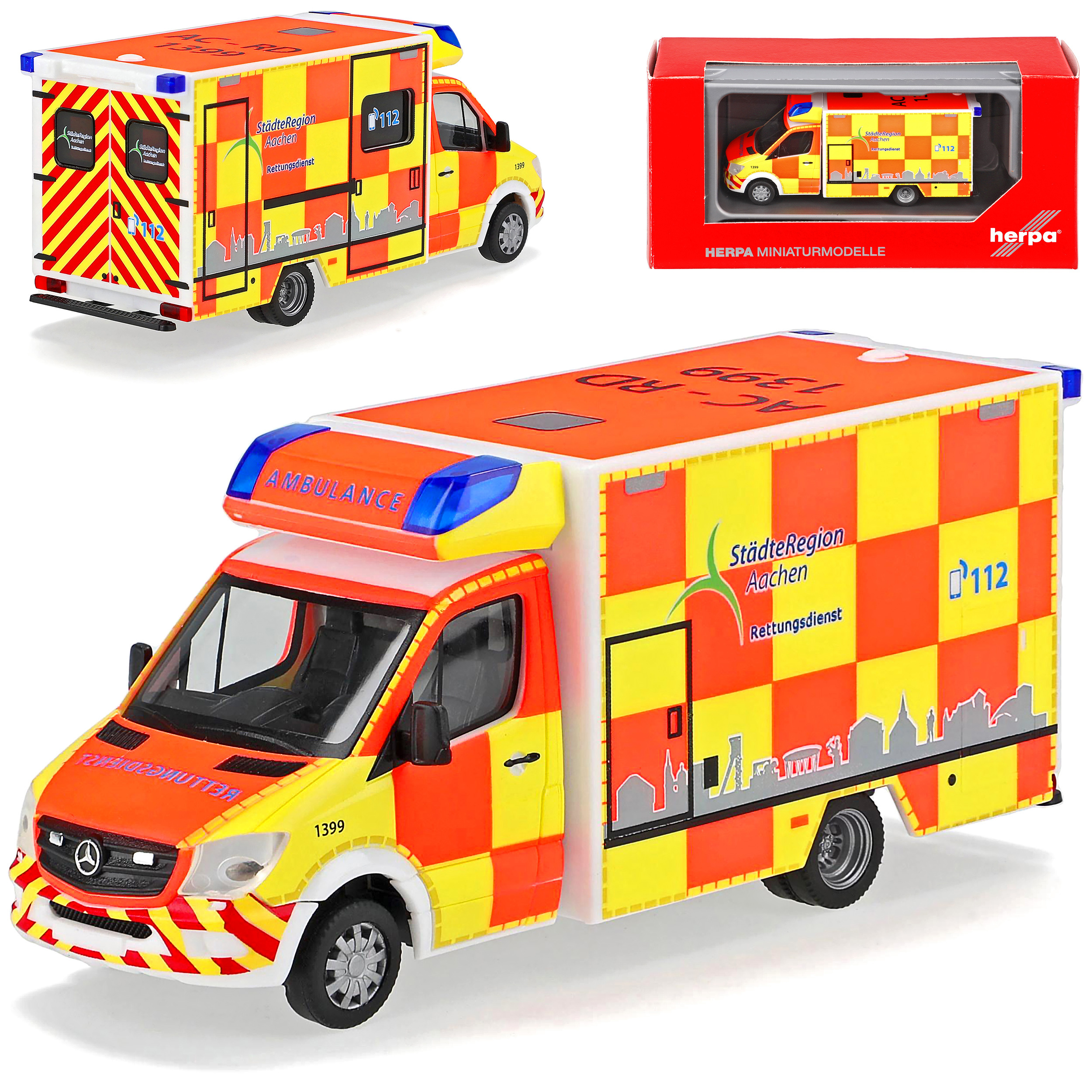 Image of Mercedes- Ii Van Body Rtw Aachen Urban Region Ncv 3 W906 Model 2006-2018 Version Ab Facelift 2013 H0 1/87 Model Car