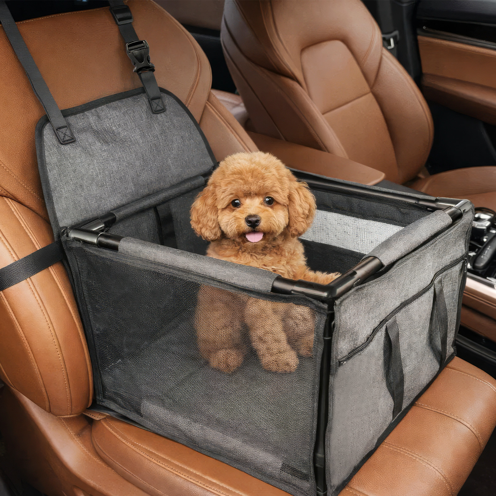Image of Foldable Dog Car Seat Carrier Bag For Small Dogs And Cats, Pet For Car Transport