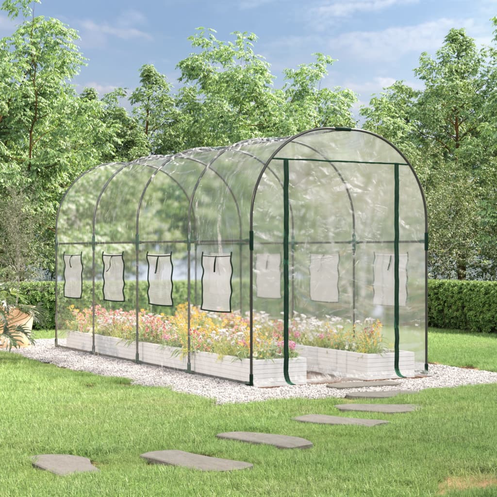 Image of Vidaxl Greenhouse, Garden House With Cover, Greenhouse With Sliding Window Sliding Door, , Transparent 160x400x190cm Pvc Steel