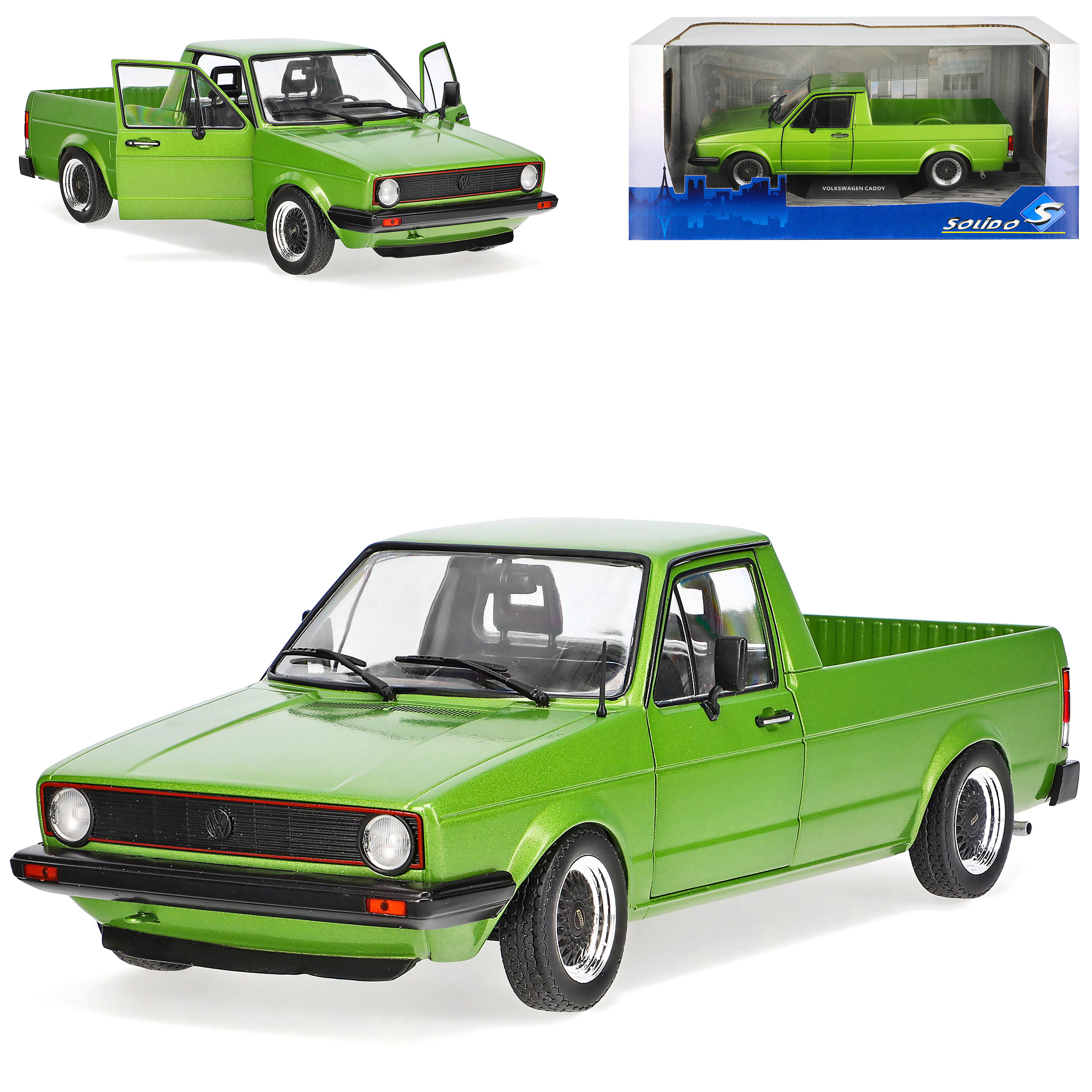 Vw Caddy 14d Pickup Truck Bed Metallic Green 1978-1992 1/18 Model Car