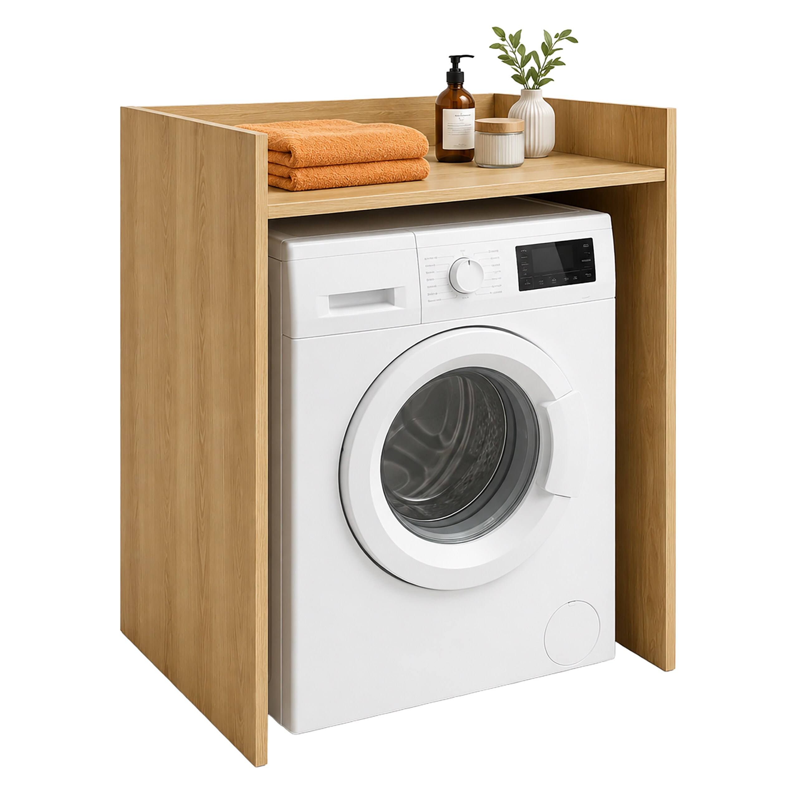 Washing Machine Cabinet In Light Brown - (w)66 X (h)97 X (d)61 Cm