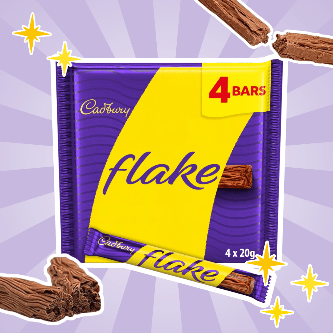 E-shop Cadbury Flake Chocolate Bar 4 Pack – Zarte Milchschokolade, Klassischer Schokoladenriegel, 80 g (4 x 20 g)