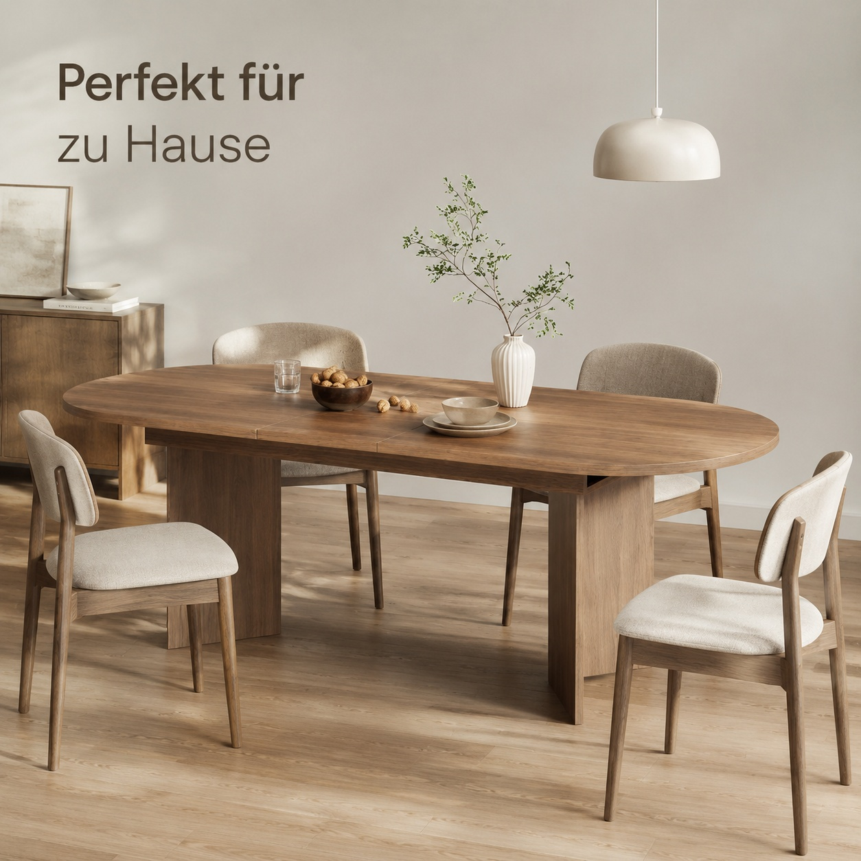 Image of 160/200 * 90*75 Cm Extendable Oval Dining Table In Walnut , Stable Dining Table For Kitchen, Café And Studio.