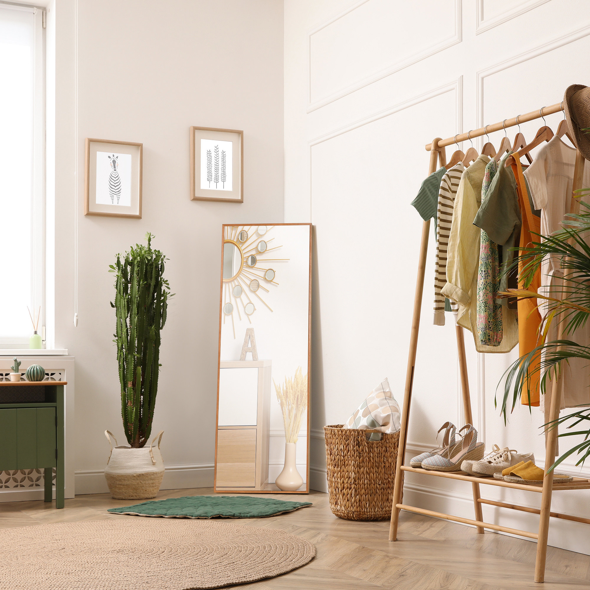 Wall Mirror Wardrobe Mirror 125 X 45cm Floor Mirror With Wooden Frame Full Body Mirror Hanging Mirror Living Room Mirror For Bedroom Natural