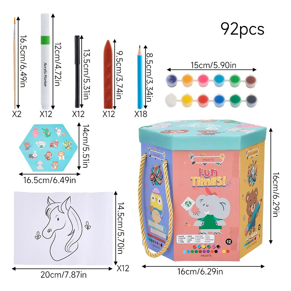 92pcs Art Set with Colouring Pencils and Watercolours