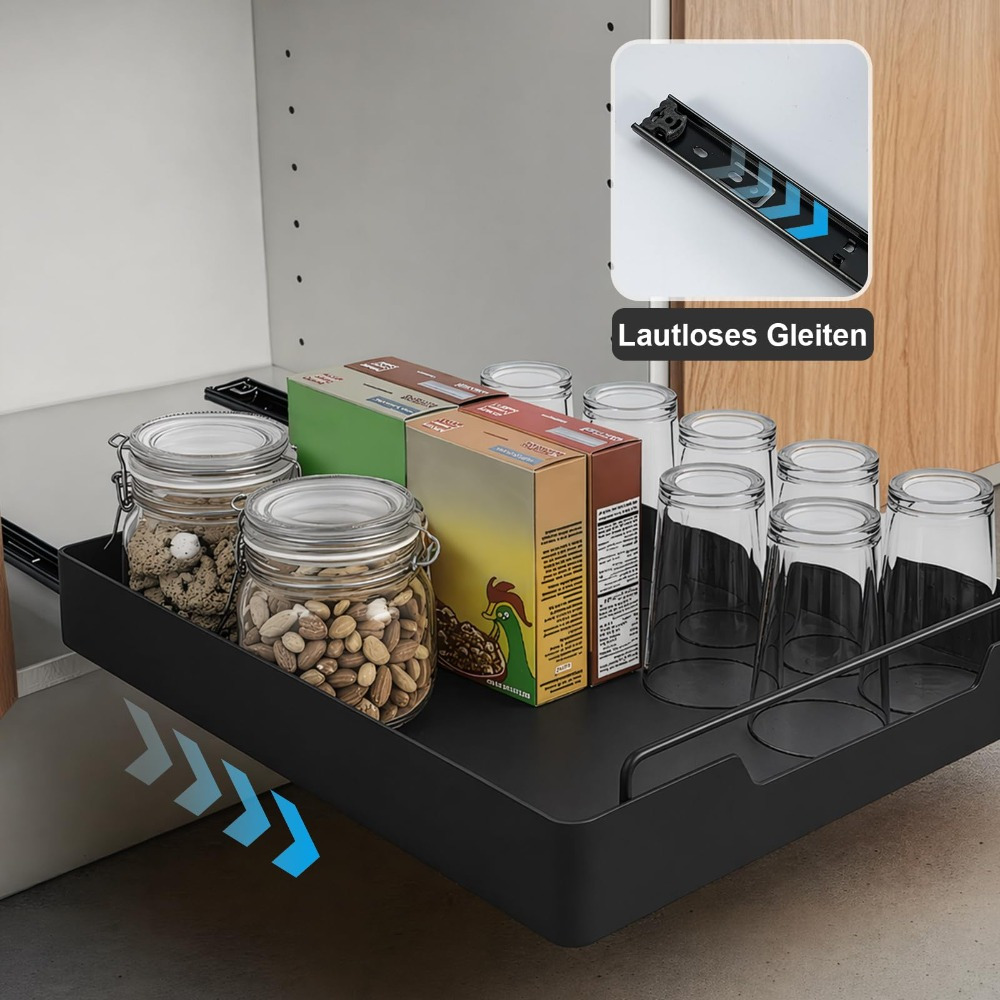Extendable Kitchen Cabinet Telescopic Drawer, Self-adhesive Stainless Steel Cabinet Shelf Without Drilling, Organizer For Kitchen & Pantry