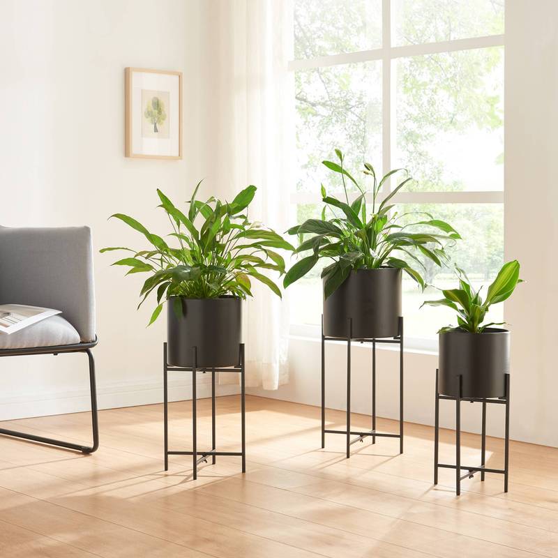 Plant Stands Orsa 3pcs Set Metal Black