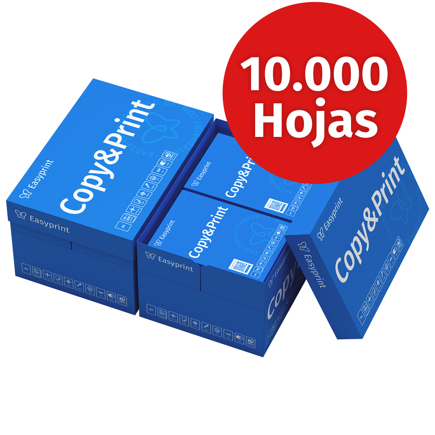 TEMU Papel para Impresora Easyprint Papel de 10000 Hojas 20 x 500 A4 Premium CIE 160