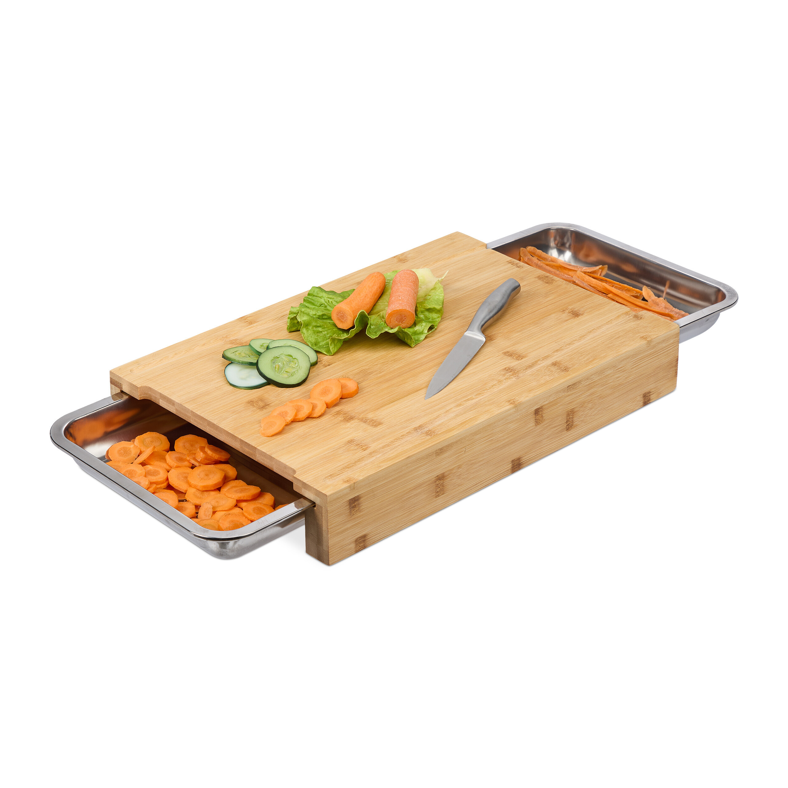 E-shop Schneidebrett in Natur/ Silber - (B)45 x (H)8 x (T)30 cm