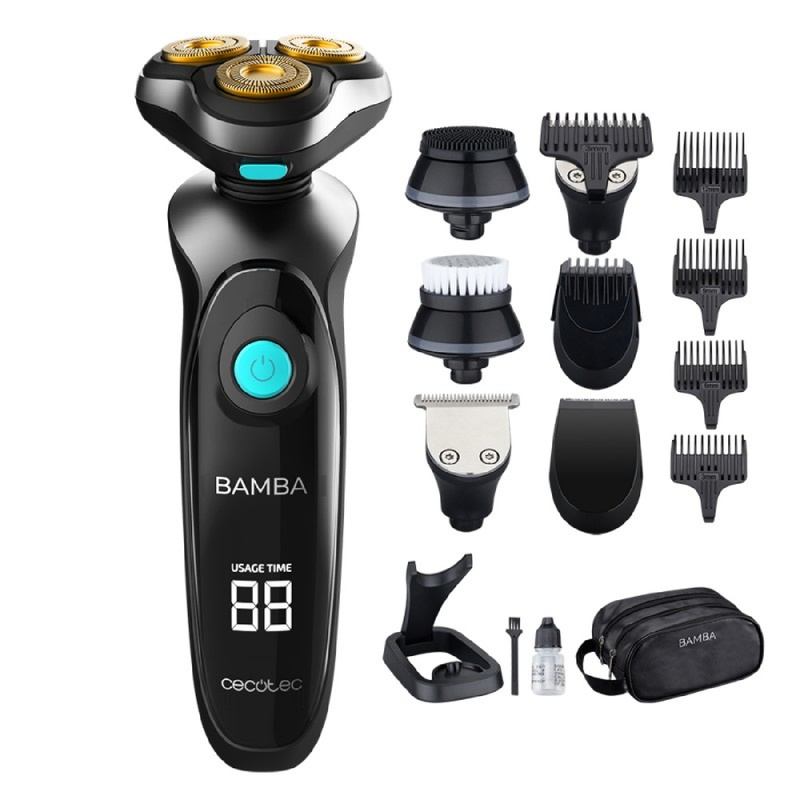 TEMU Cecotec Afeitadora Multigrooming Bamba PrecisionCare TwistGroom 10in1, Base de carga, Batería de Litio